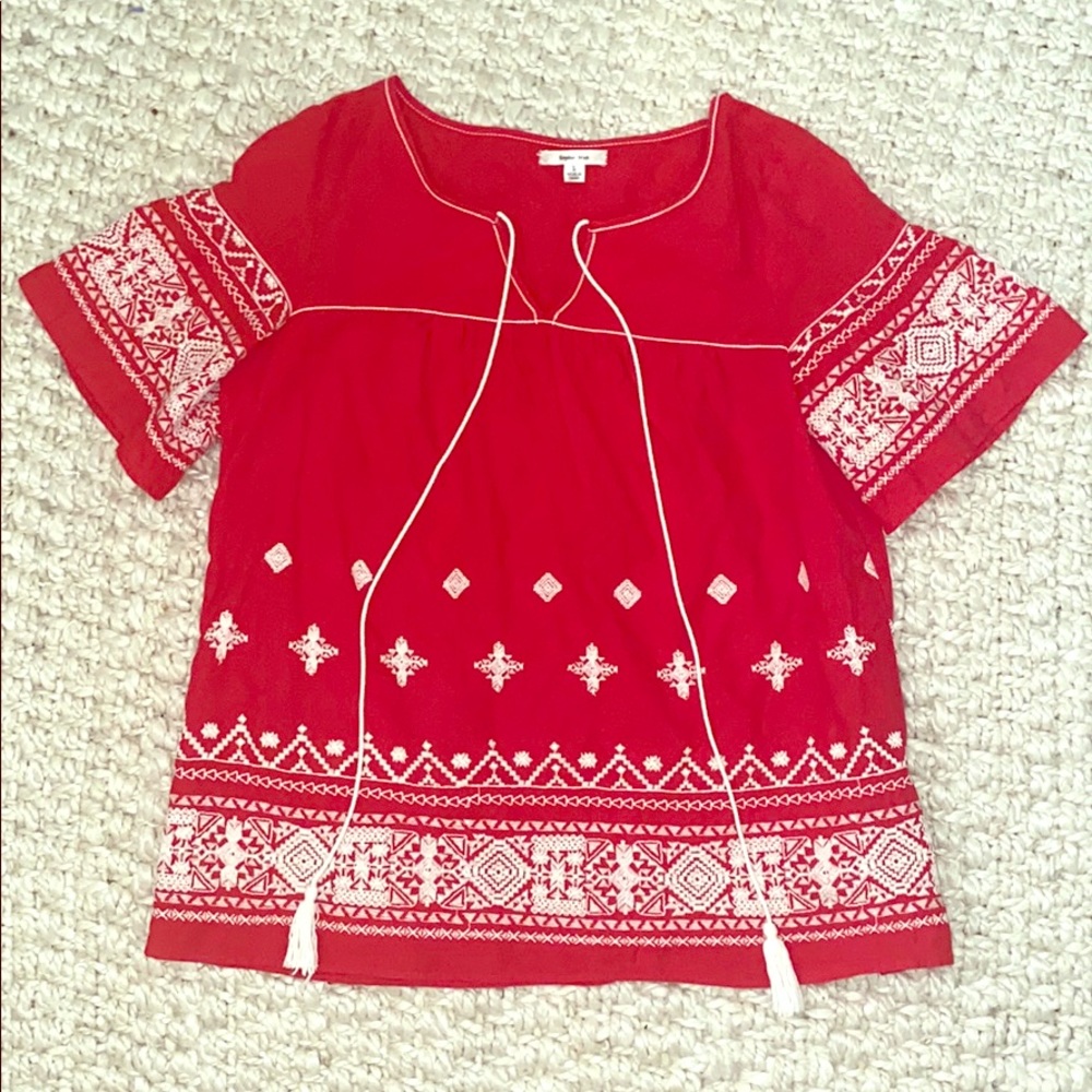Sophie Max red and white embroidered top!